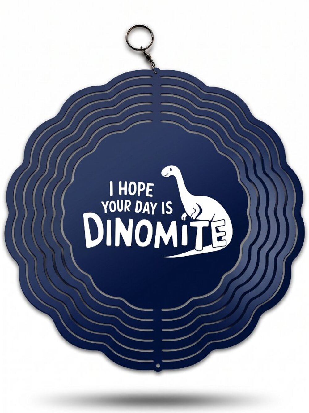 10" Dinomite Dinosaur Kinetic Wind Spinner -Blue Metal Hanging Yard Decor